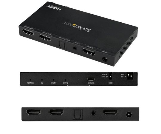 HDMI分配器/1入力2出力/4K60Hz　HDMI　2.0対応スプリッター/スケーラー内蔵/3.5mmステレオミニ&SPDIF　対応/EDID機能画像