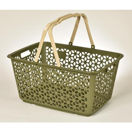 ハンドル積み重ねバスケット　カーキ×２０画像