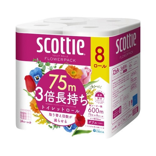スコッティフラワーパック３倍巻き　８ロール×６画像