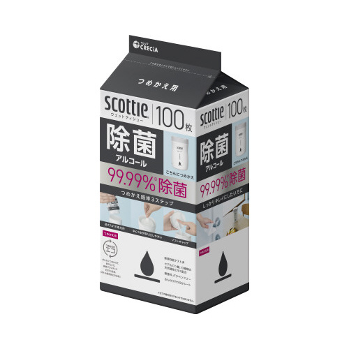 スコッティ　ウェット　除菌　アル　詰替　１００枚画像