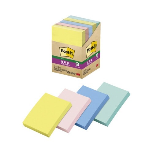 ポストイット強粘着７５×５０　パステル混色　５冊画像