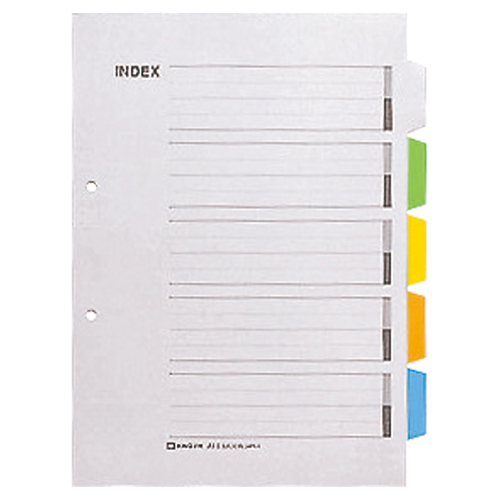 ｶﾗｰｲﾝﾃﾞｯｸｽ A4ﾀﾃ 2穴 5色5山5枚 1ｾｯﾄ(100組:10組×10ﾊﾟｯｸ)画像