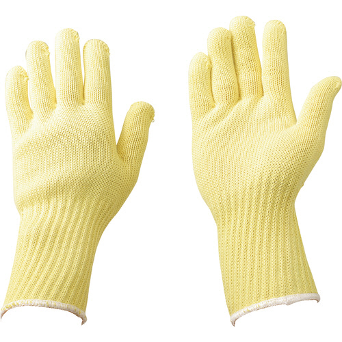 ｹﾌﾞﾗｰ編手袋 7G-ﾛﾝｸﾞ ﾌﾘｰ ｲｴﾛｰ/白 1双画像