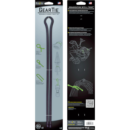 NiteIze ｷﾞｱｰﾀｲ 32ｲﾝﾁ ﾌﾞﾗｯｸ 1ﾊﾟｯｸ(2個)画像