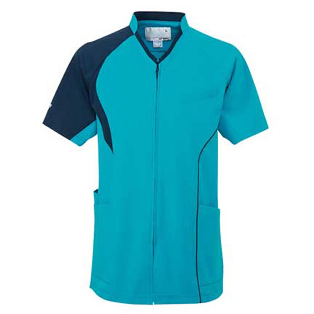 前開きスクラブ ピーコックグリーン LL（身丈74cm）画像