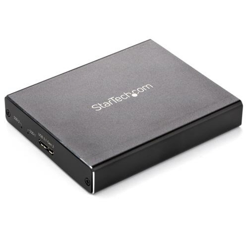 USB接続M.2　SATA　SSD対応デュアルスロットアダプタケース　ブラック　1個画像