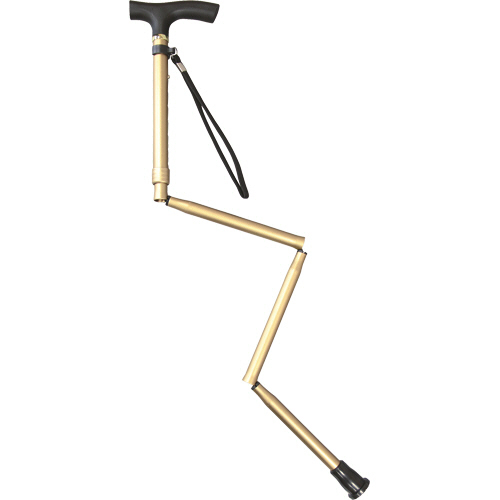 ﾌﾟﾗｽﾊｰﾄ すべりにくい杖 伸縮折りたたみ式 茶 1本画像