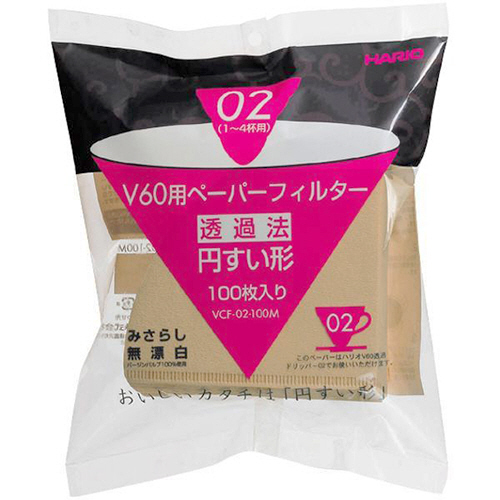 V60用ﾍﾟｰﾊﾟｰﾌｨﾙﾀｰみさらし02 1~4杯用 1ﾊﾟｯｸ(100枚)