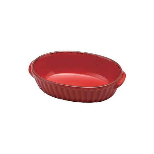 グラタン皿 18cm 洋食器 オーバル ギャザー レッド画像