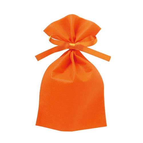 ソフトバッグベーシック2穴リボン巾着 S2 薄 オレンジ画像