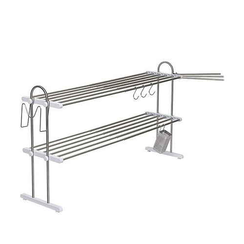 水切りラック 2段 伸縮式 幅52～91cm ステンレス アクセサリーセット 組立式
