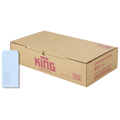 窓明No.43 Hiｿﾌﾄｶﾗｰ 長3 口のり無 80g 〒枠無 ｾﾝﾀｰ貼 ｱｸｱ 1ｹｰｽ(1000枚)画像