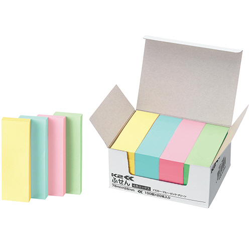 ふせん(K2) 75×25mm 4色ﾐｯｸｽ 1ﾊﾟｯｸ(20冊)画像