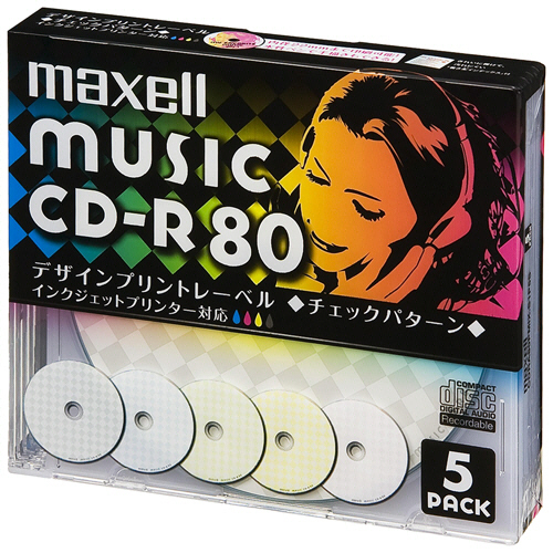 音楽用CD-R 80分ﾃﾞｻﾞｲﾝﾌﾟﾘﾝﾄﾜｲﾄﾞﾌﾟﾘﾝﾀﾌﾞﾙ(5色ｶﾗｰMIX) 5mmｹｰｽ 1ﾊﾟｯｸ(5枚)画像