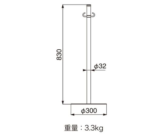 フロアパーティションポールクローム/鏡面 光沢のあるクローム仕上げが特徴のポールが単体で立てられている状態