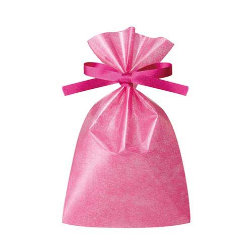 ソフトバッグクリア 2穴リボン巾着 S2 ローズピンク画像