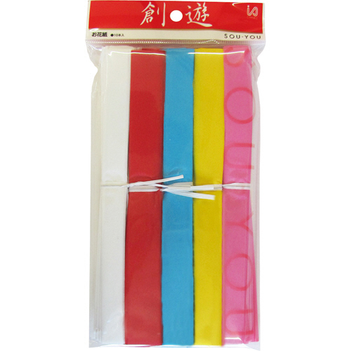 おはながみ 10枚折加工済 5色ｱｿｰﾄ 1ﾊﾟｯｸ(10本)画像