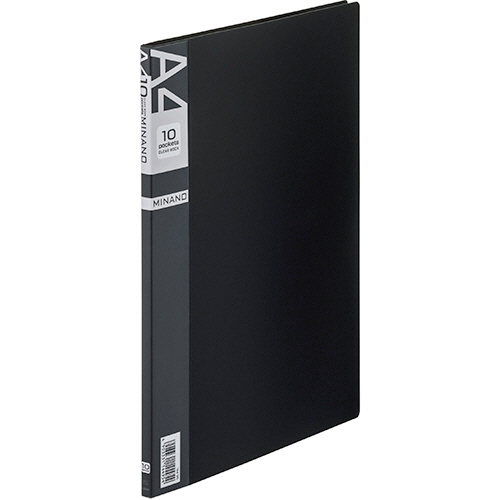 ｸﾘｱｰﾌﾞｯｸ MINANO(ﾐﾅﾉ) A4ﾀﾃ 10ﾎﾟｹｯﾄ 背幅8mm ﾌﾞﾗｯｸ 1冊画像