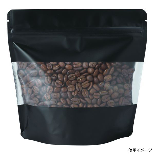 コーヒー豆 袋 COT-879BL アルミスタンドチャック袋 M 窓付 マット黒 ヤマニパッケージ画像