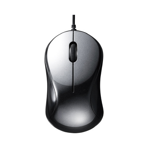 有線　静音　３ボタンマウス　ブラック画像