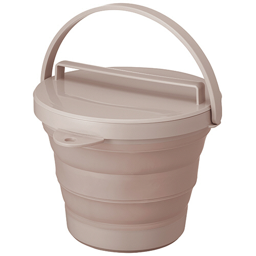 おりたためる ﾊﾞｹﾂ ﾌﾀ付き 8L ﾍﾞｰｼﾞｭ 1個