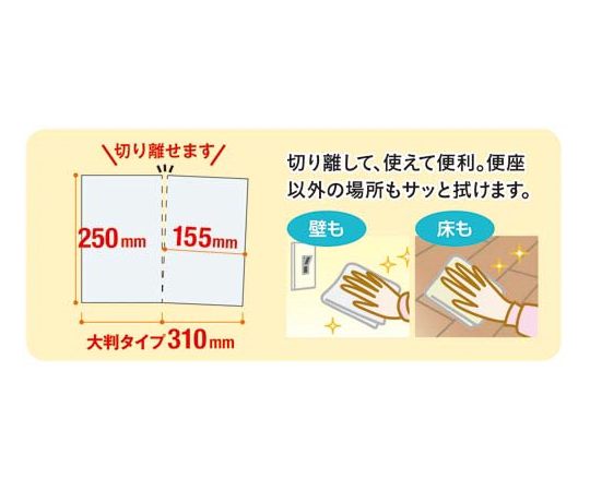 流せるトイレクリーナー大判　無香料　2個入 パッケージが斜めから撮影され、中央にシンプルなデザインが際立つ配置。