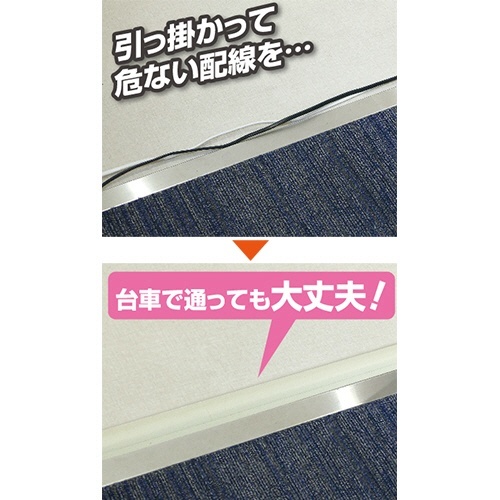 足せるモール　床用0号　40cm　テープ付　アイボリー　1パック(3本) テープ付きのモールが横向きに並べられた様子