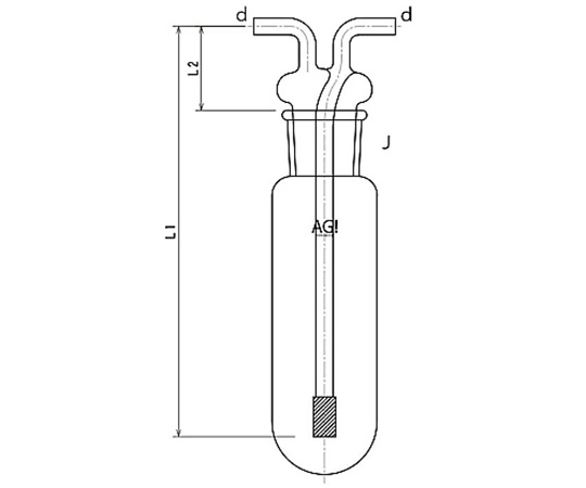 ガス洗浄瓶　円筒形　25mL　Φ7画像