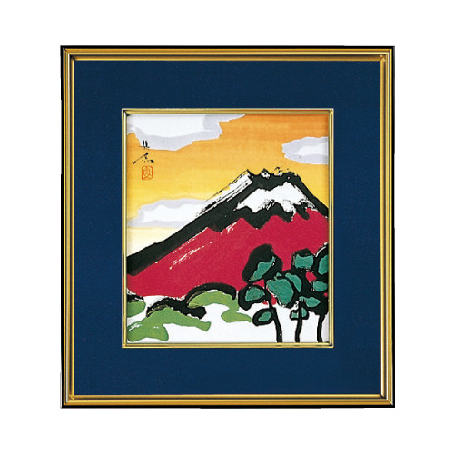 色紙額縁　色紙　植毛タイプ　黒金　青画像