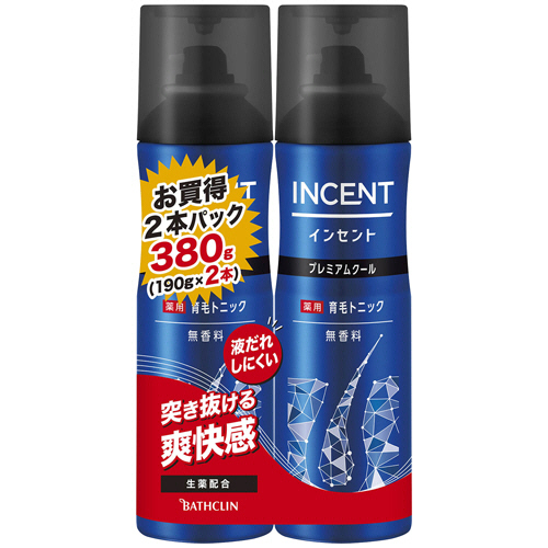 ｲﾝｾﾝﾄ 薬用育毛ﾄﾆｯｸ 無香料 ﾌﾟﾚﾐｱﾑｸｰﾙ 190g ﾍﾟｱﾊﾟｯｸ 1ﾊﾟｯｸ画像