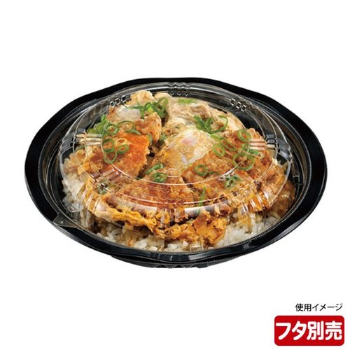 どんぶり容器 CY-丼 大N 黒本体 エフピコチューパ 黒い深型の容器が正面から見える状態、つややかな表面仕上げが際立つ。