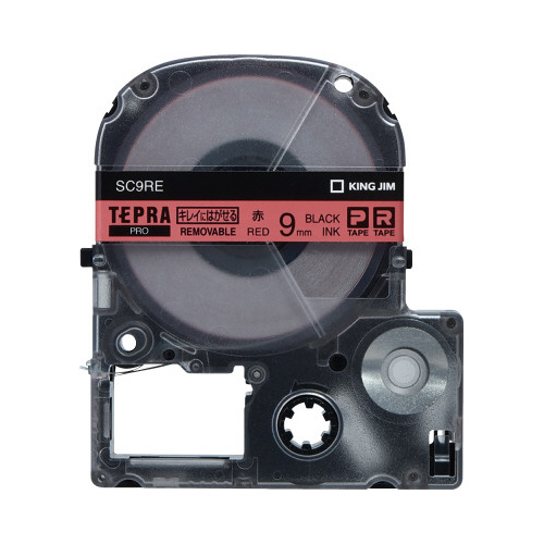 テプラＰＲＯテープ　はがせる　赤ラベル黒字　９ｍｍ
