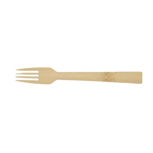 使い捨てフォーク 竹フォーク17cm 100本入×30袋 萬洋 [ケース販売] パッケージが横向きに配置され、中身が100本入りであることが見える状態