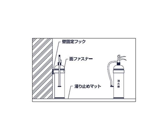 消火器ストッパーP 蓄光タイプ 上部からのアングルで、蓄光部分が明るく光を反射している様子。