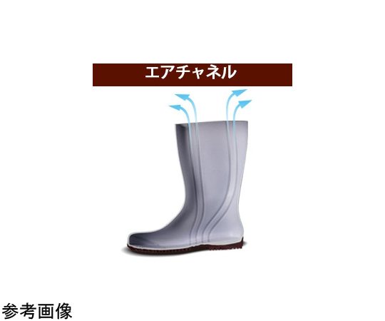 JIS規格認定 安全長靴 NW1000スーパー ブラック 25.0cm 黒い長靴が横向きで置かれている状態、表面は滑らかで光沢感がある。