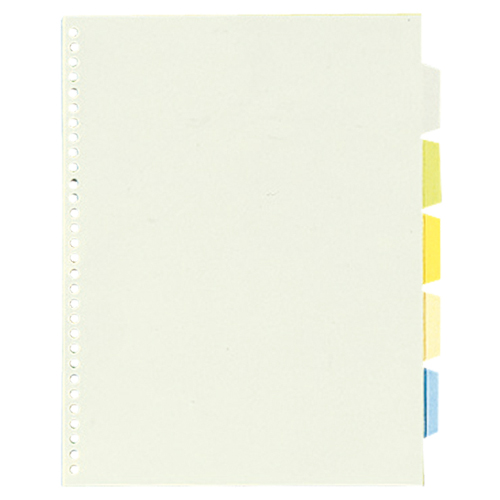 透明ｲﾝﾃﾞｯｸｽﾎﾟｹｯﾄ(多穴) A4ﾀﾃ 30穴 5色5山 1組画像