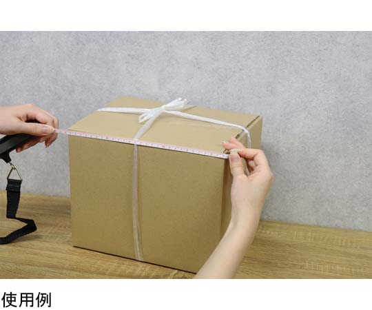 サイズもはかれるラゲッジスケール 黒いデジタルディスプレイ付きのはかりが手に持たれている様子