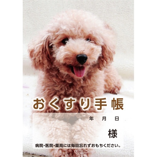 お薬手帳(薄型)　16ページ　いぬ　1パック(100冊)画像