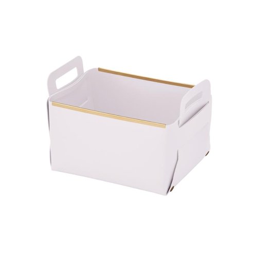 売場備品 フェイクレザー CUBEケース M WHITE パール金属