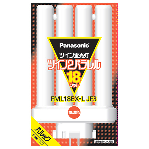 ﾂｲﾝ蛍光灯 ﾂｲﾝ2ﾊﾟﾗﾚﾙ(4本平面ﾌﾞﾘｯｼﾞ) 18形 電球色 1個画像