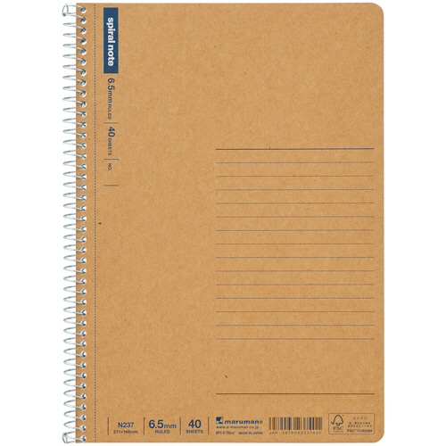 ｽﾊﾟｲﾗﾙﾉｰﾄ ﾍﾞｰｼｯｸ A5 6.5mm罫 26行 40枚 1冊画像