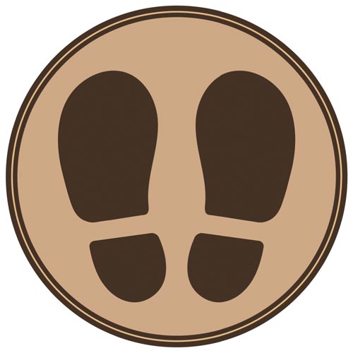 フロア誘導シール足形　丸　ブラウン画像