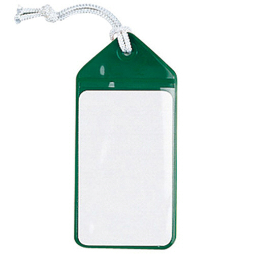 ﾈｰﾑﾀｯｸﾞ(旅行名札) 126×61mm ひも付 ｸﾞﾘｰﾝ 1ｾｯﾄ(50枚:5枚×10ﾊﾟｯｸ)画像