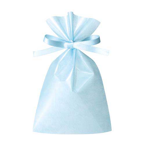 ソフトバッグクリア 2穴リボン巾着 S2 パステルブルー画像