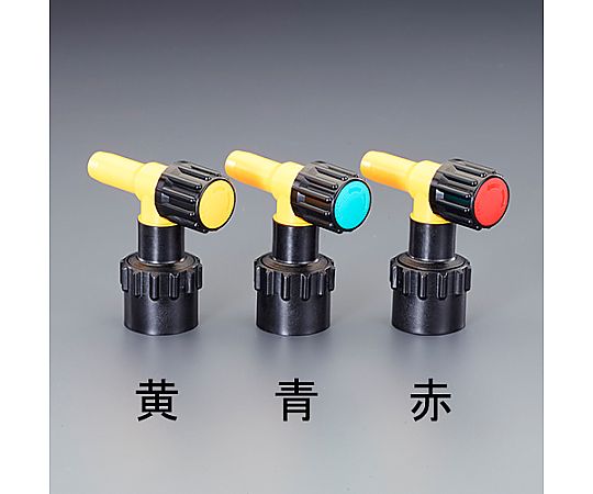 φ50mm ペール缶・一斗缶用コック(樹脂製/赤) 赤い樹脂製コックが上から見える状態