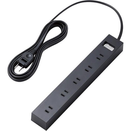 １０個口タップ　３ｍ　上面５個口＋側面５個口　黒画像