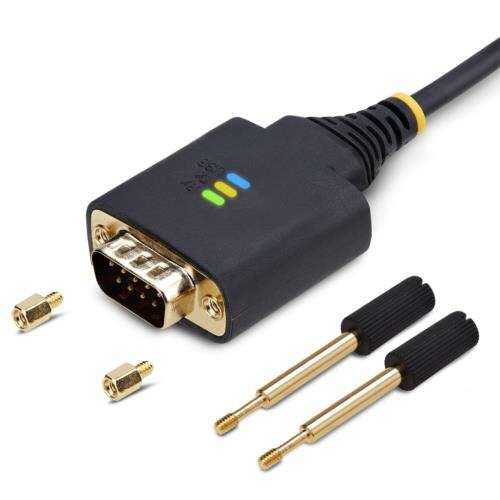 USB-RS232Cシリアル変換ケーブル　ストレート　3m　ブラック　1本 黒いストレートケーブルが整然と広がっている様子