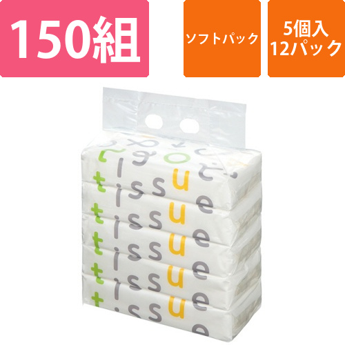ソフトパックティッシュ　Funny　Line　150組/個　1セット(60個:5個×12パック)画像