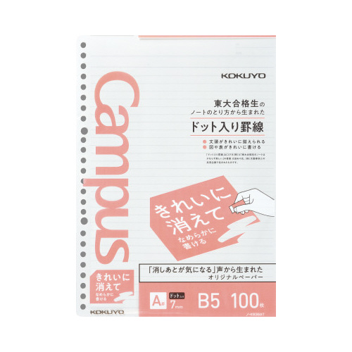 ルーズリーフきれいに消えなめらかに書けるＡ罫ドット画像