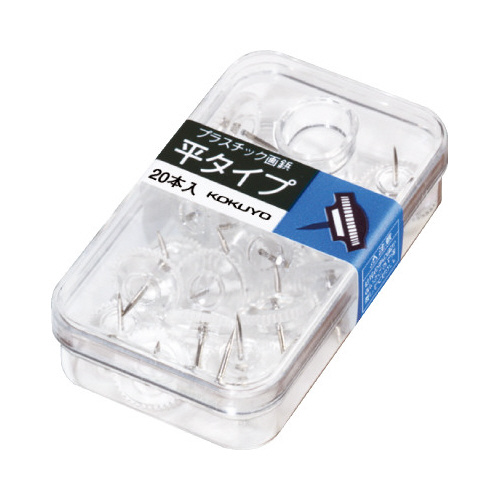プラスチック画鋲平タイププラケース２０本入透明Ｘ５画像